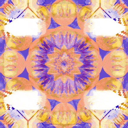 A kaleidoscopic/stroboscopic image consisting of a woman's face as she transitions through the gate of hell found beneath the haunted hotel she had been running around for the previous 90 minutes